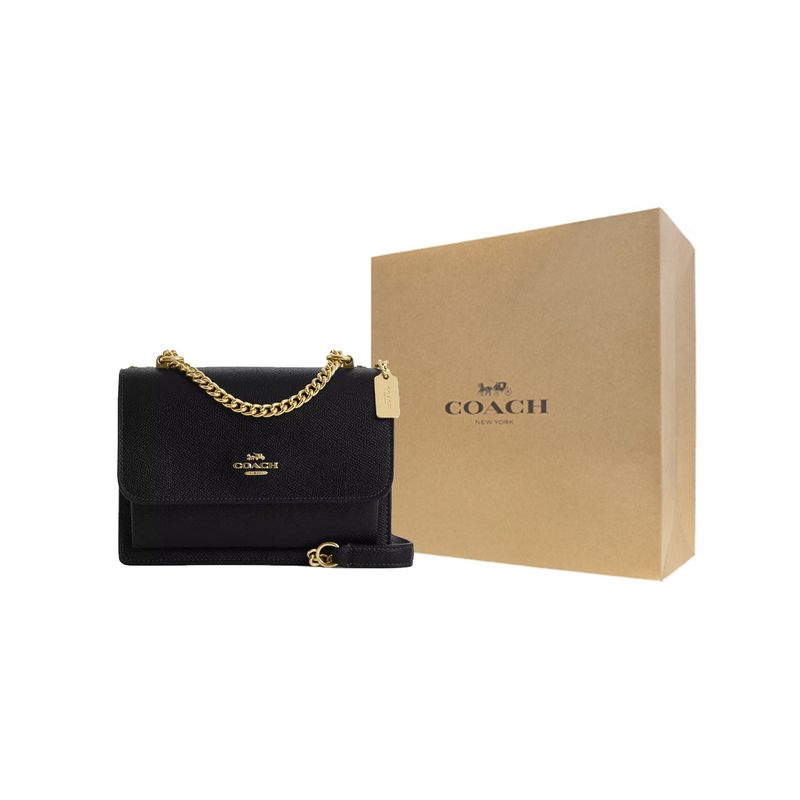 Coach Claire 18 Chain Strap Snap Closure Leather Shoulder Bag Small Women shoulder bag Black CZ987-IMBLK
