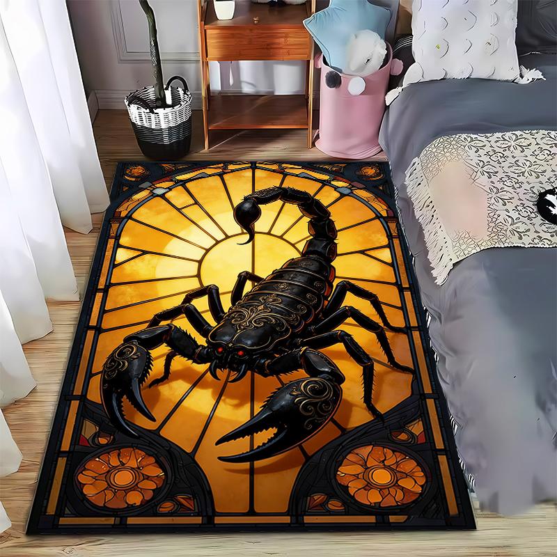 "Black Scorpion Design Carpet with Golden Sun Background Decor" Suitable for use as an anti-slip for living room bedroom sofas