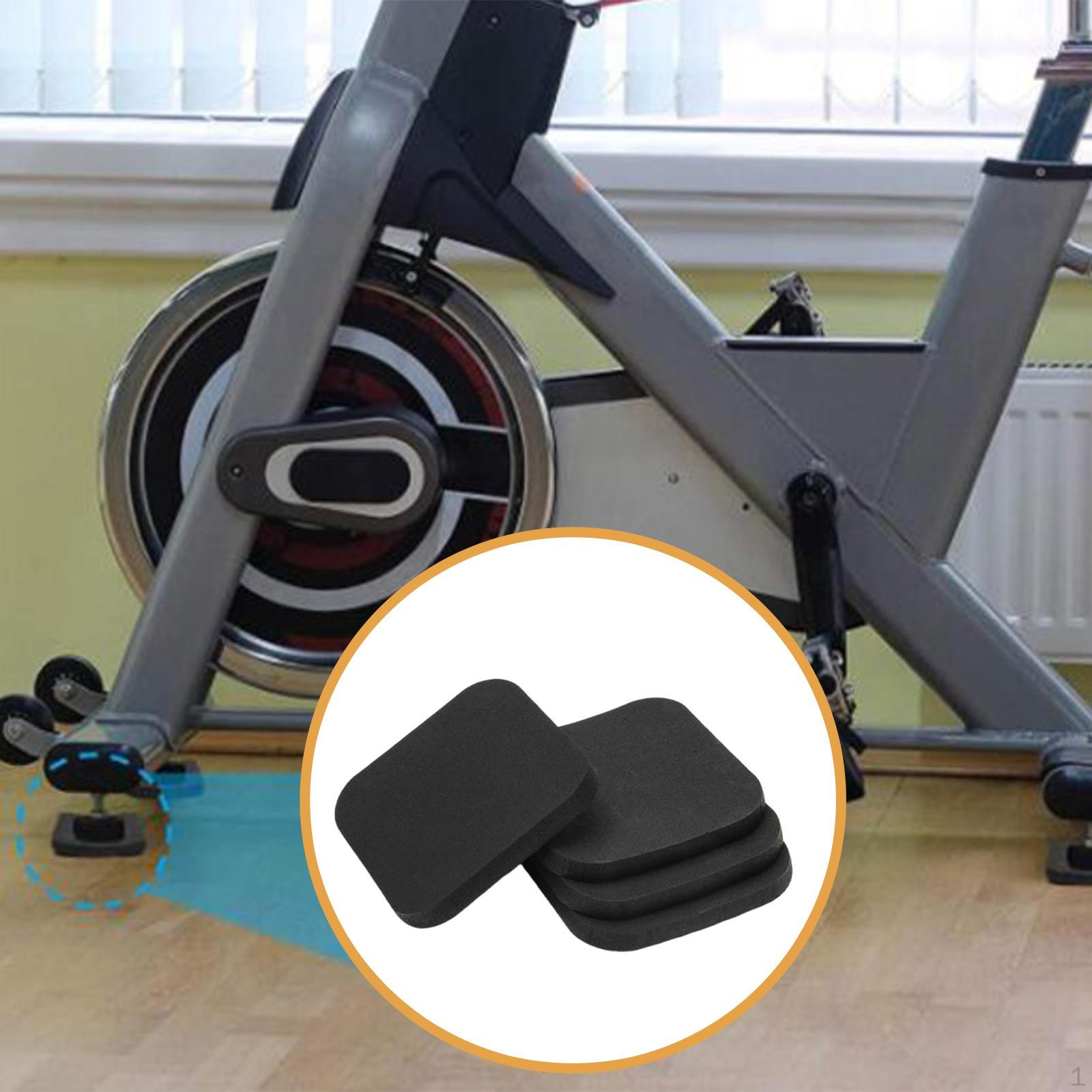 

4 Pieces Treadmill Mat Pads 10mm Thick Protect Floors High Density Rubber Square Silent Foot Pad for Black