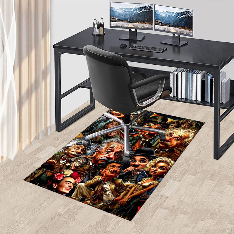 

1pc Creative Office Chair Mat with Charlie Chaplin and Albert Einstein Design - Festive Gift for Home or Workplace, Suitable for All Seasons.P043 60cm by 90cm