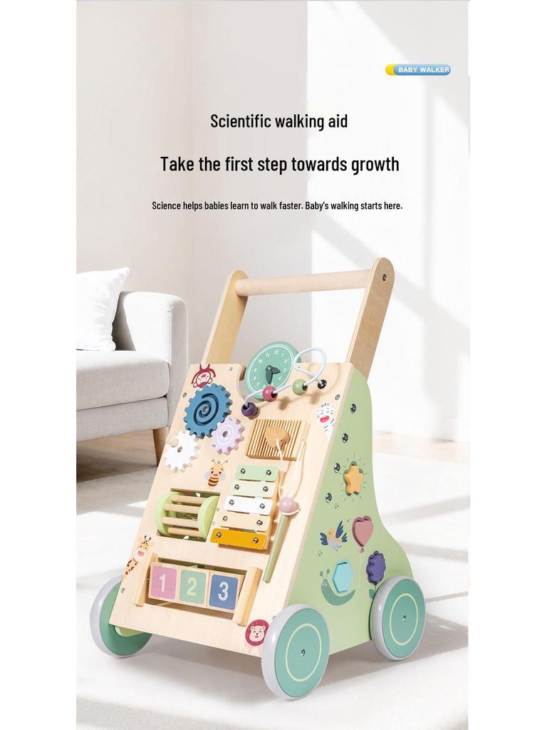 Multifunctional Wooden Baby Walker and Stroller