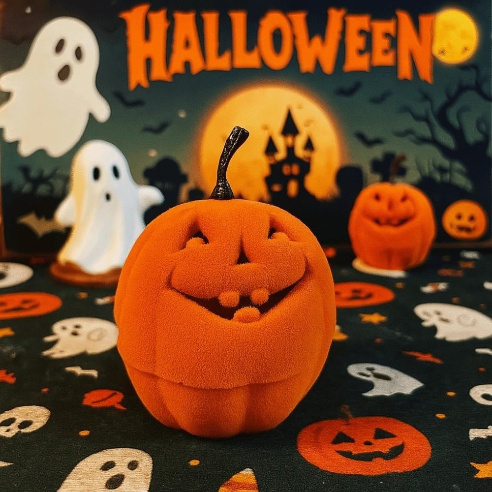 Storage Halloween Jewelry Box Anti-collision Flannel Jewelry Organizer Pumpkin Rings Box Gifts