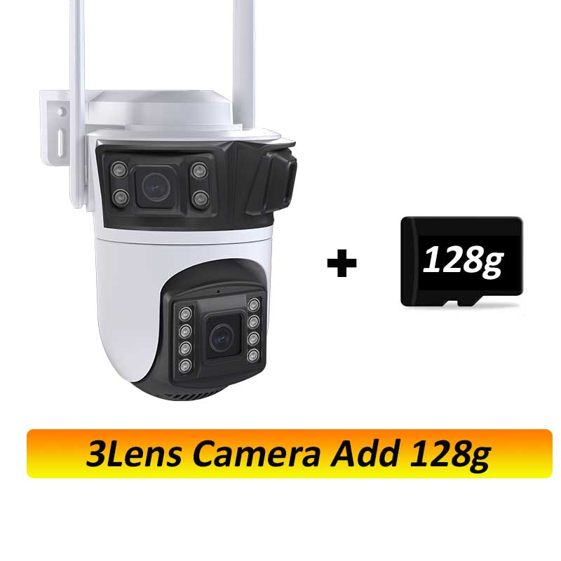 Three Lens PTZ IP Camera Outdoor 6K HD Three Screen WiFi Security Camera Auto Tracking 4K Dual Len Wirelss CCTV Camera iCsee