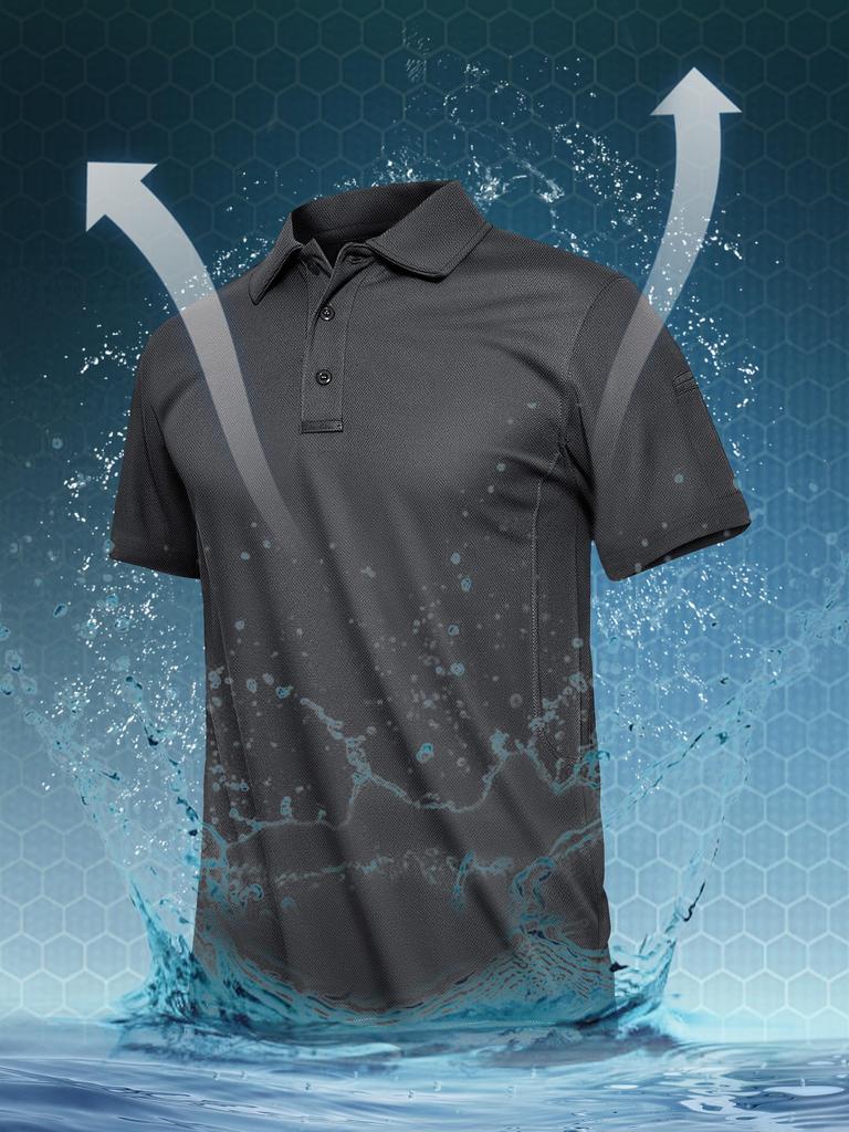 Casual for Sweat Polo Short Large Dark XL [TACVASEN] T-shirt Men, Absorbent, Polo, Outdoor, Shirt, Comfortable, Sleeve, Golf, POLO, Business, Tops,