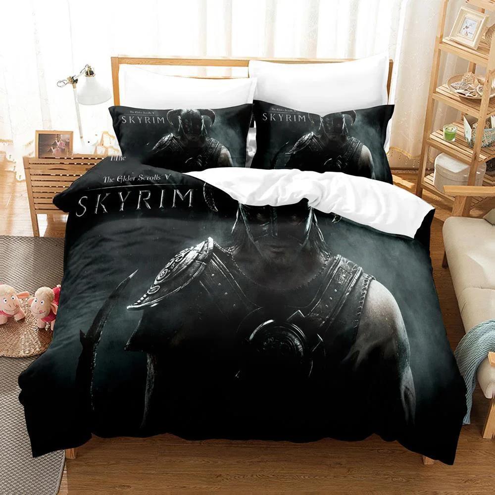 3D Printed Skyrim Bedding Set Elder Scrolls Duvet Cover Bedroom Comforter Covers Single Twin King Size Quilt Cover Home 2/3PCS