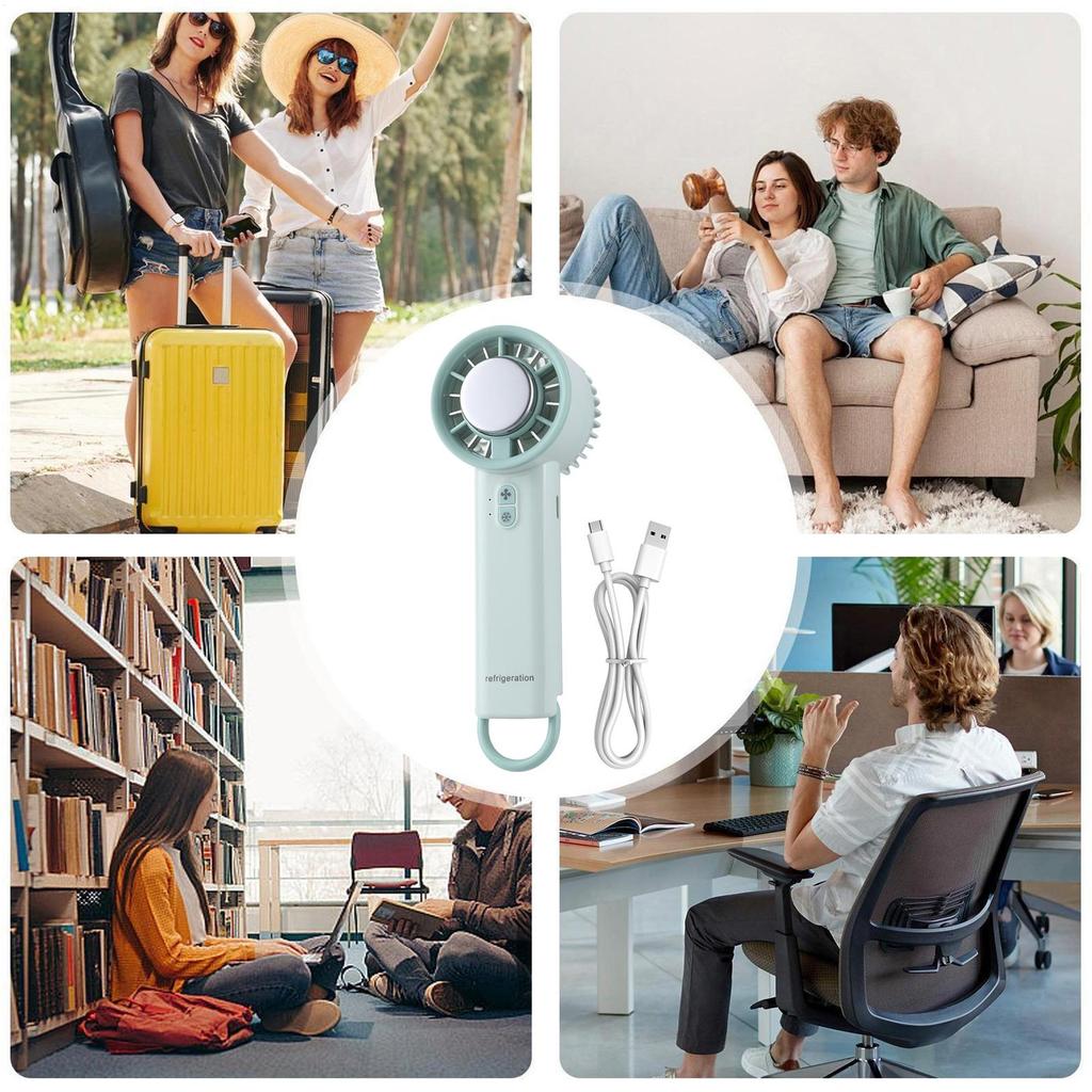 3in1 Cooling Fan Neck Hanging/handheld/desktop USB Rechargeable Electric Fans Travel 3 Wind Speed Ice Compress Cooling Device