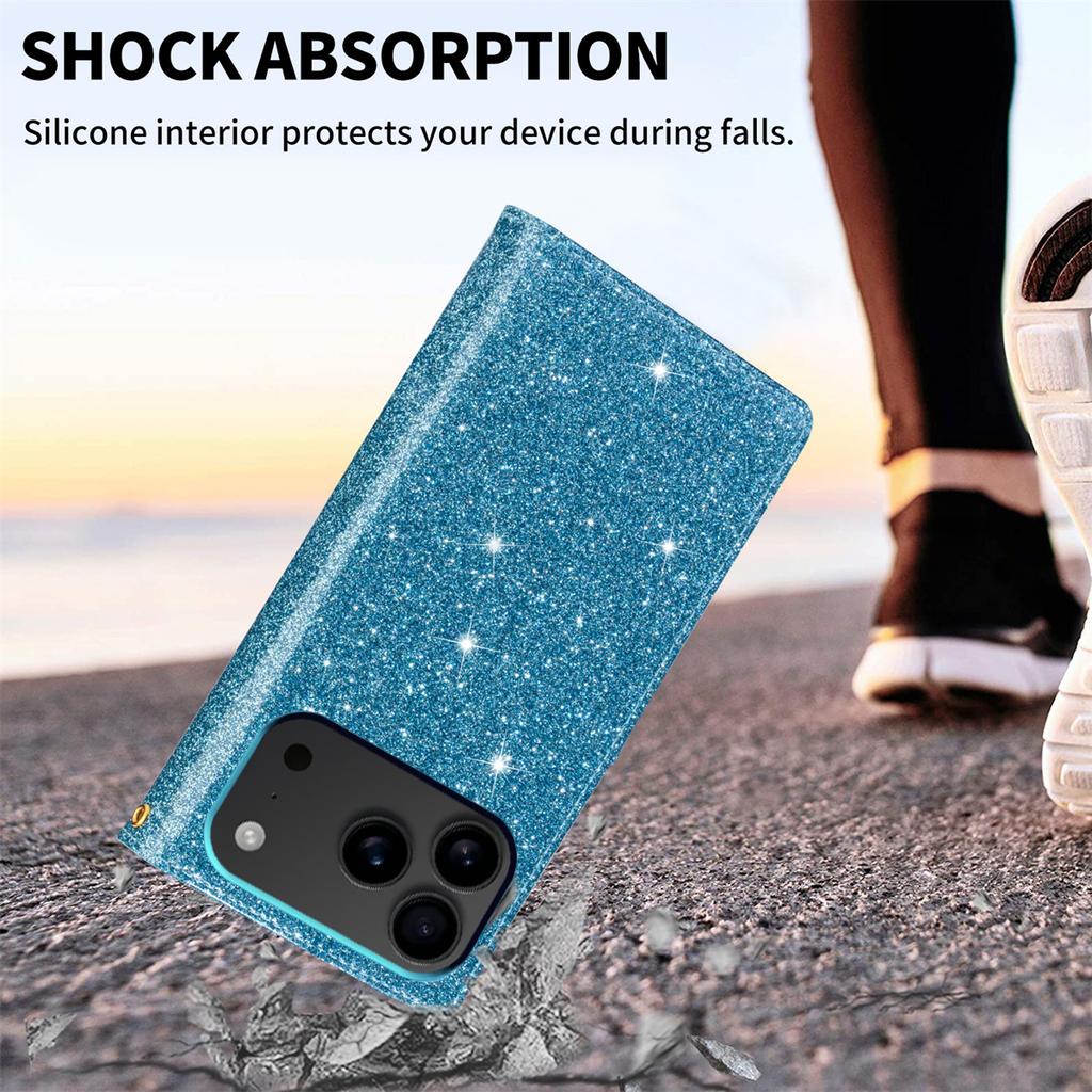 For iPhone 17 Pro Case Starry Sky Carving Leather Wallet Phone Cover with Wrist Strap