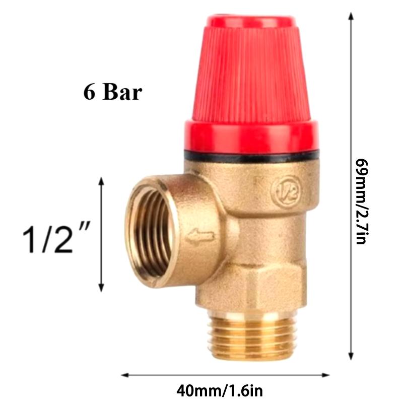 Brass Safety Pressure Relief Valve Explosion Proof Thickened Brass Body for Home Gas Water Heater Plumbing System