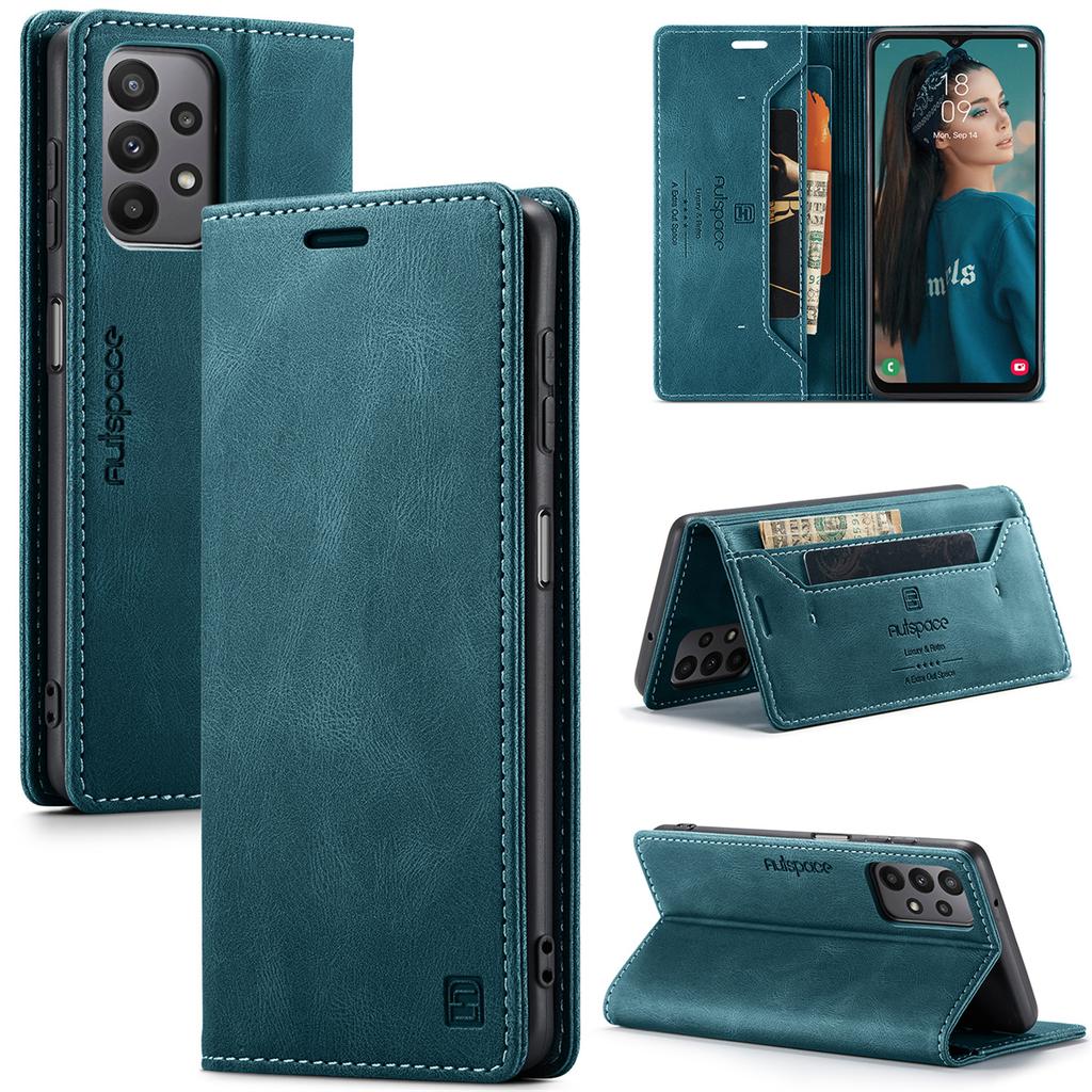 For Samsung Galaxy A23 / A23 5G / M23 Vintage Leather Flip Wallet Case with RFID Blocking Card Slot, Matte Retro Folio Cover (4 Colors)