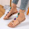 Fashion Ladies Shoes 2024 Fashion Plus Size Women's Sandals Summer Buckle Strap Casual Sandals Women New String Bead Flat Sandalszapatos