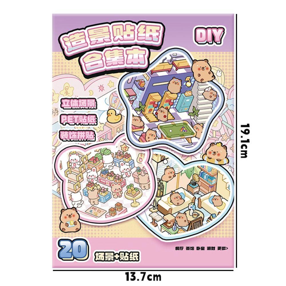 Decompression 3D Landscape Sticker 20-in-1 Miniature Scene Collage  Children