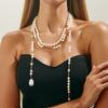 New Versatile Pearl Chain Brooches for Women Tassel Design Pants Chain Necklace Handmade Beaded Pearl Elegent Clothes Accessorie
