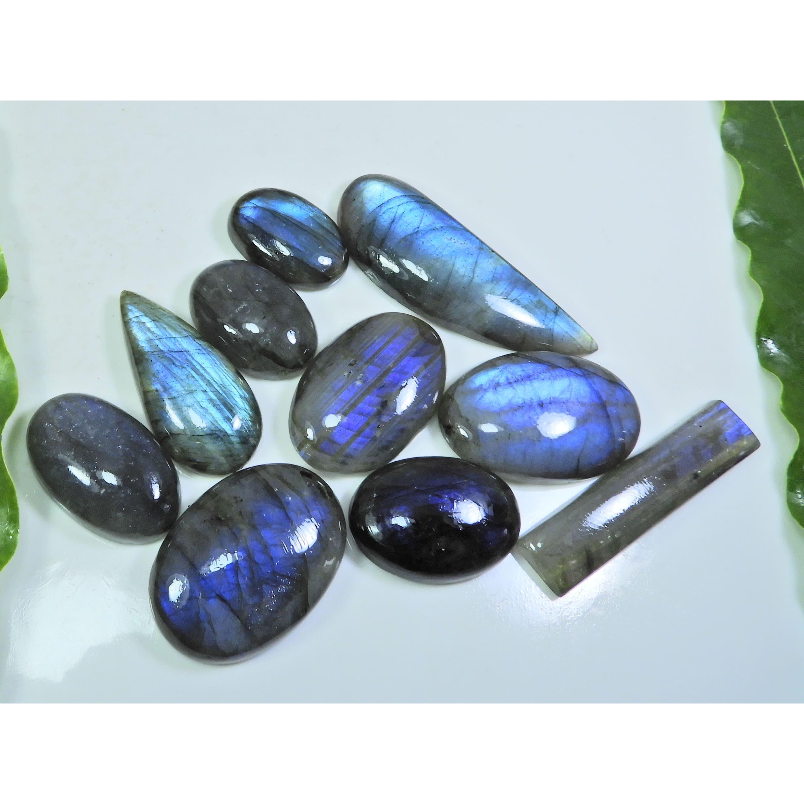 

15X23-18X50MM Natural Blue Labradorite Mix Cabochon Loose Gemstone 10Pcs Lot LL-982