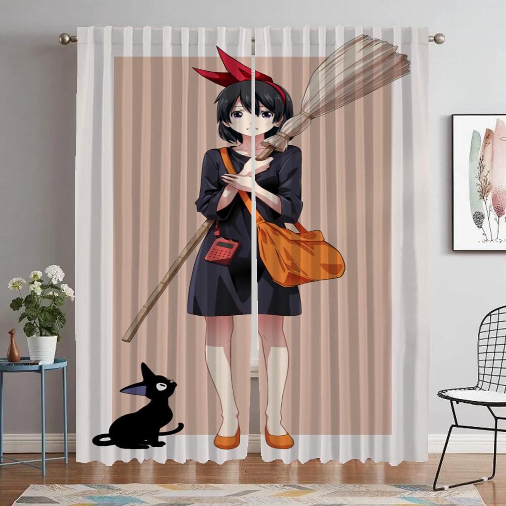Blackout Curtains for Camera Kiki's Delivery Service Curtains Child Room Halloween Decoration Window Curtain Tulle for Bedroom