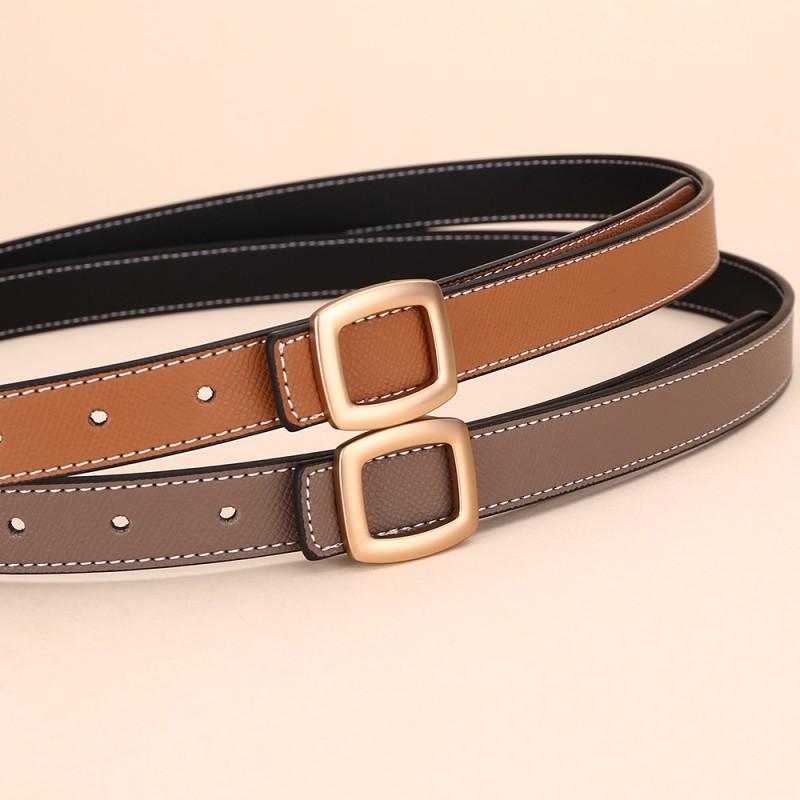 Womens Genuine Leather Belt With Geometric Buckle Stylish Casual Waistband Jeans Office Daily Wear