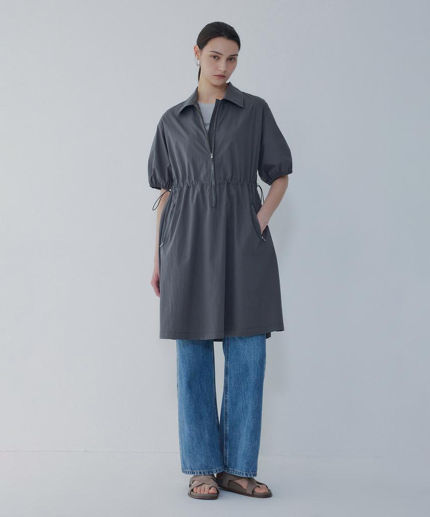 Bobeu Front Zippered Half Dress_Charcoal 7156237004