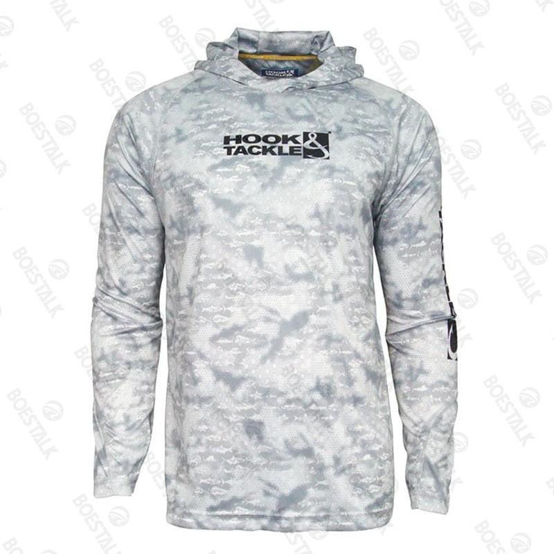 Hook Tackle UPF50 Fishing Shirt Ice Silk Lightweight Breathable Long Sleeve Hooded Men Outdoor Angling
