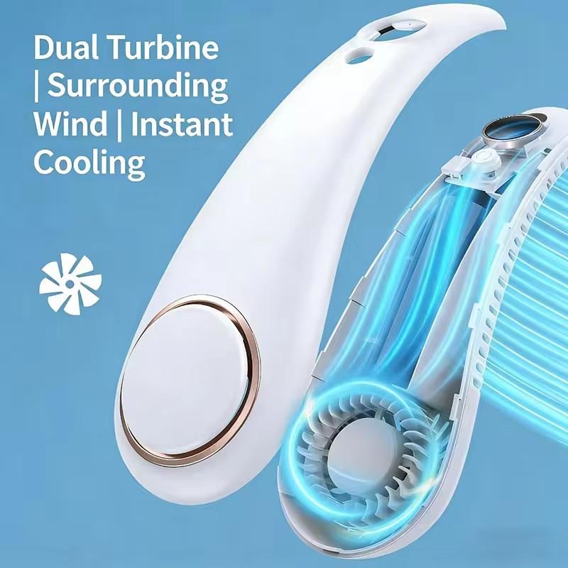 New Mini Neck Mounted Fan Portable Bladeless Neck USB Rechargeable Air Cooler 5 File Speed Summer Sports Fan Outdoor Sports Fans