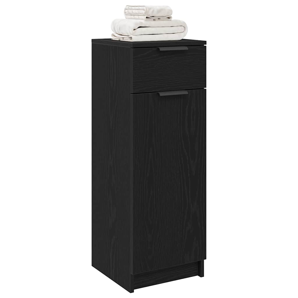 Bathroom Cabinet with Door Black Oak Effect 32 x 34 x 90 cm