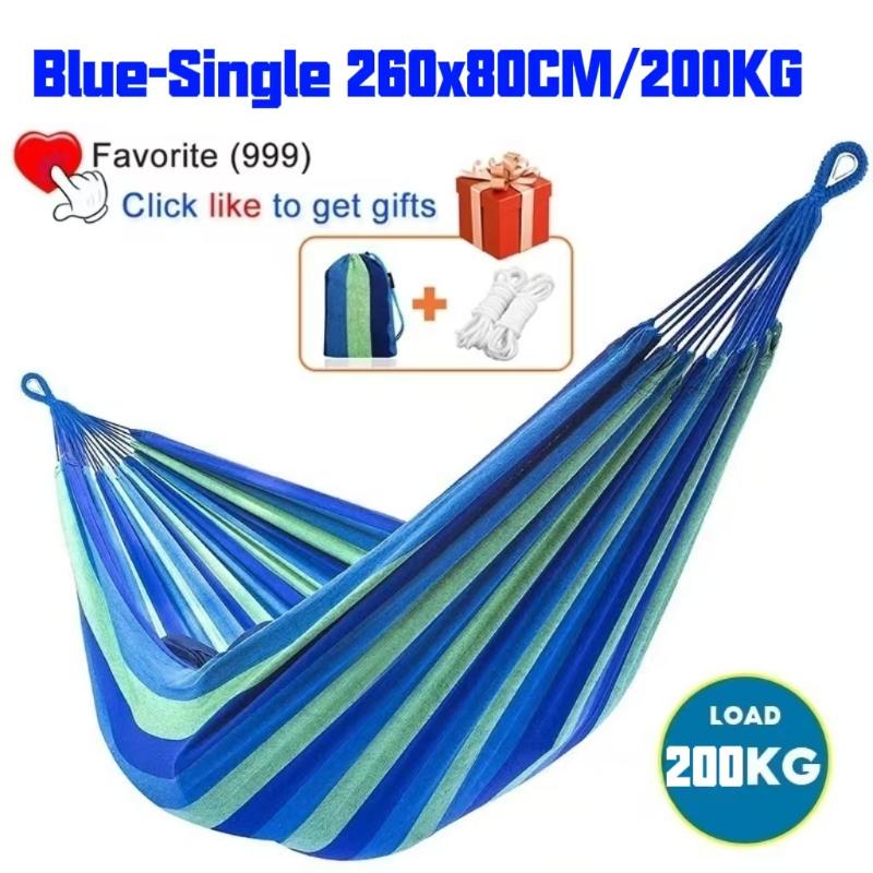 1Set Outdoor Canvas Camping Hammock Anti Rollover Portable Thicken Fabric Single/Double Hammock With Carry Bag For Patio