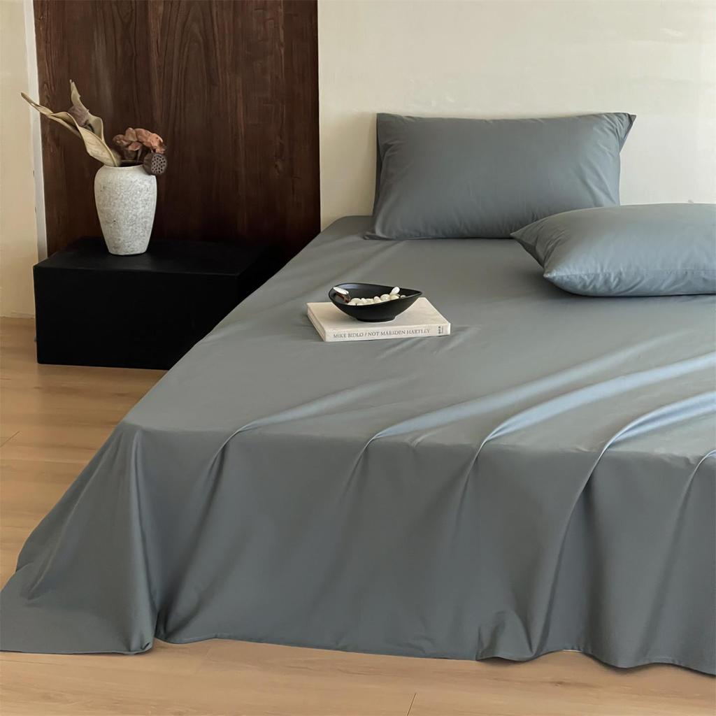 Simple Style Solid Color Washed Cotton Bed Sheet - Pure Cotton, Yarn-Dyed, Single Piece for Dormitory Use