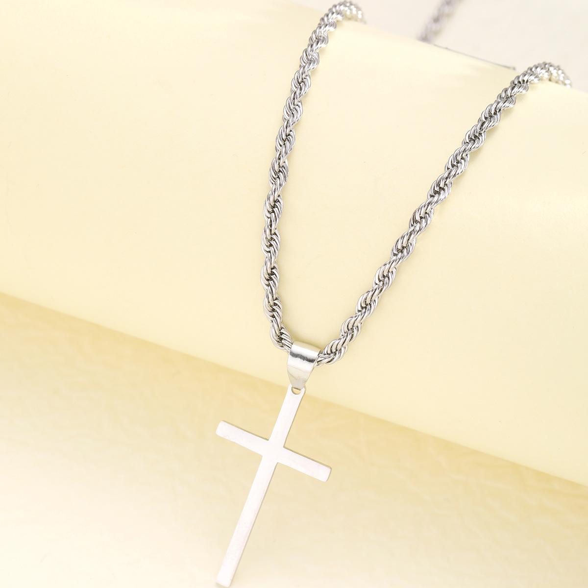 

3pcs Set Men s Stainless Steel Metal Cross Pendant Chain Necklace Bracelet Ring Jewelry Set Male Hip Hop Daily Wear Accessories