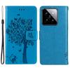 For Xiaomi 14 Phone Case with Stand Cat Tree Pattern Leather Wallet Mobile Cover