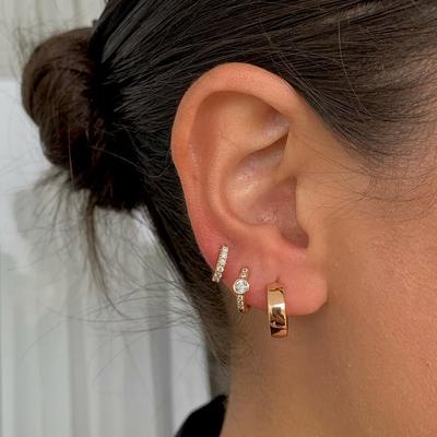 3 Pairs Dainty 14K Gold Plated Zircon Hoops Stackable Earrings Set For Women Fashion Elegant Daily Party Wear Jewelry Gifts 2026