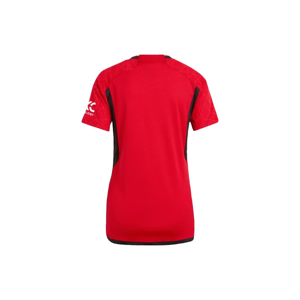 Adidas X Manchester United Second Away 2023/24 Home Jersey Letter Stripe Printed Short Sleeve Football Shirt Women Jersey Red IP1735