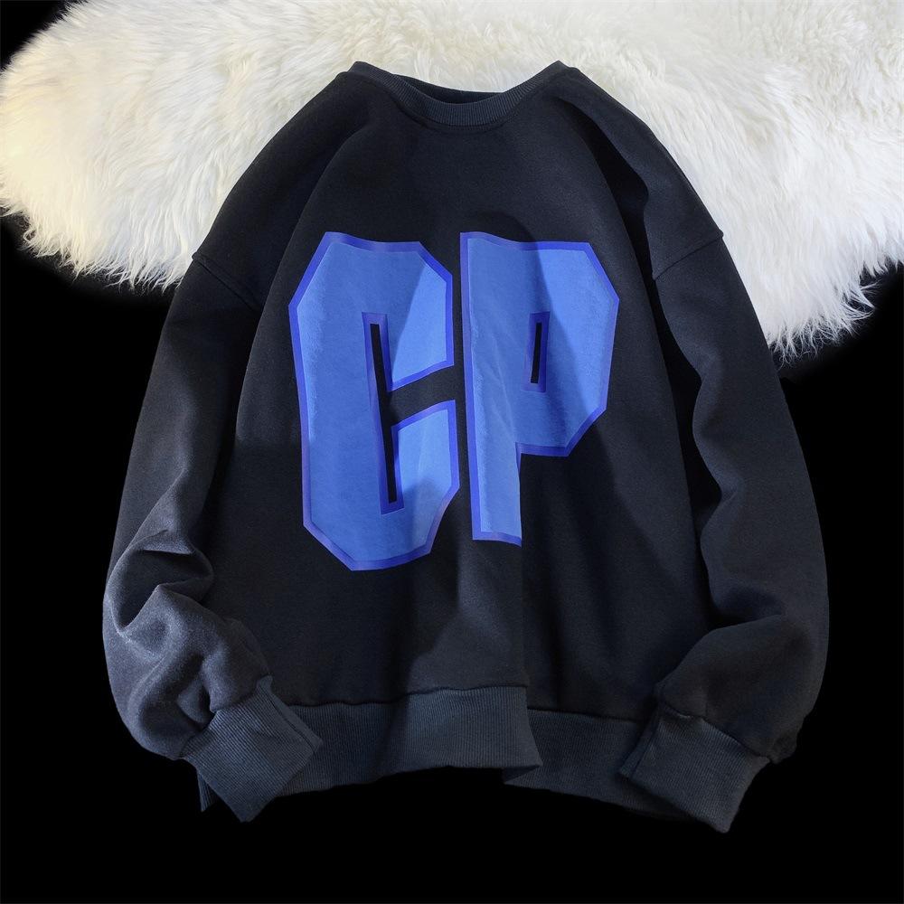 Sweater Men's New Spring and Autumn Trend Round Neck Loose Long-sleeved Printed T-shirt Bottoming Shirt Men's Top