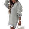 Women's  Spring Autumn Fashion Splicing Side Zipper Design Sweatshirt Round Neck Long Sleeved Mid Length Irregular  Tops