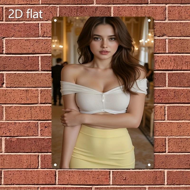 

Café Metal Wall Decor Woman Face Art Poster Spanish Durable Flat Iron Sign for Home Bar 20x30cm