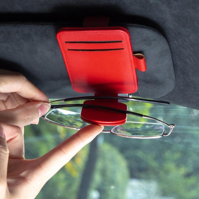 Leather Storage Clip Auto Interior Accessory Car Glasses Holder Card Clip Eyeglass Hanger Organizer Clip for Sun Visors