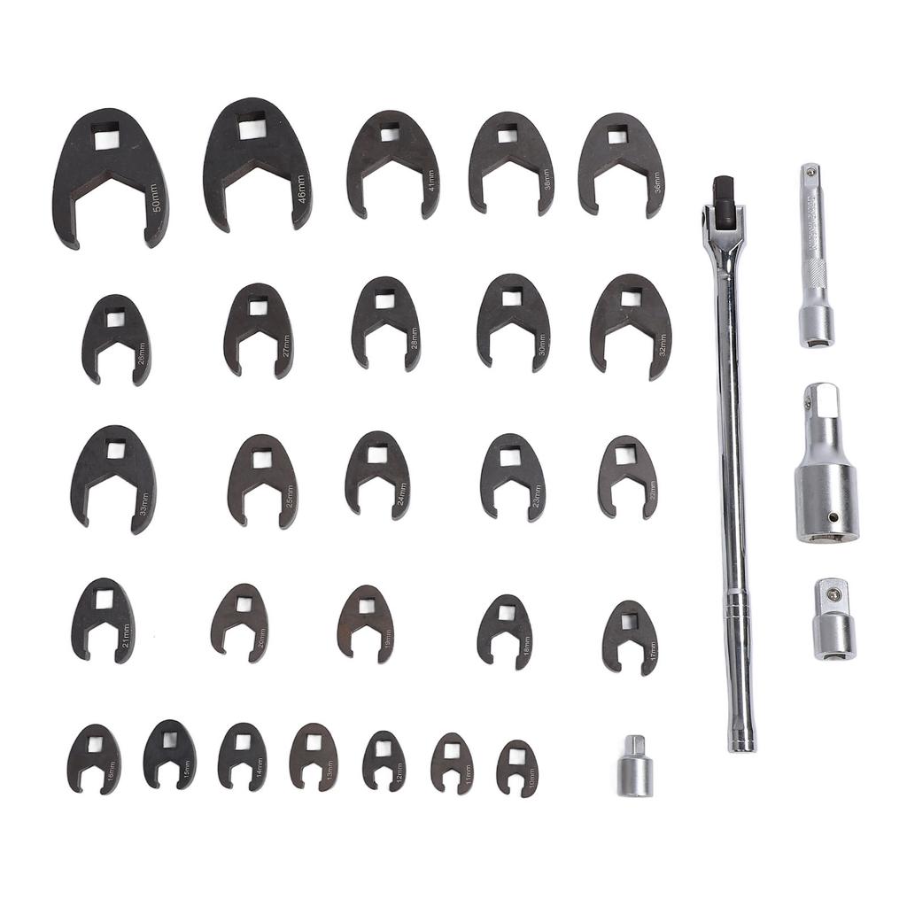 32Pcs 10 to 50mm Metric Tight Clearance Brake Line Wrench Set 3 8 1 2 3 4 Inch Drive Offset Open End Wrenches with