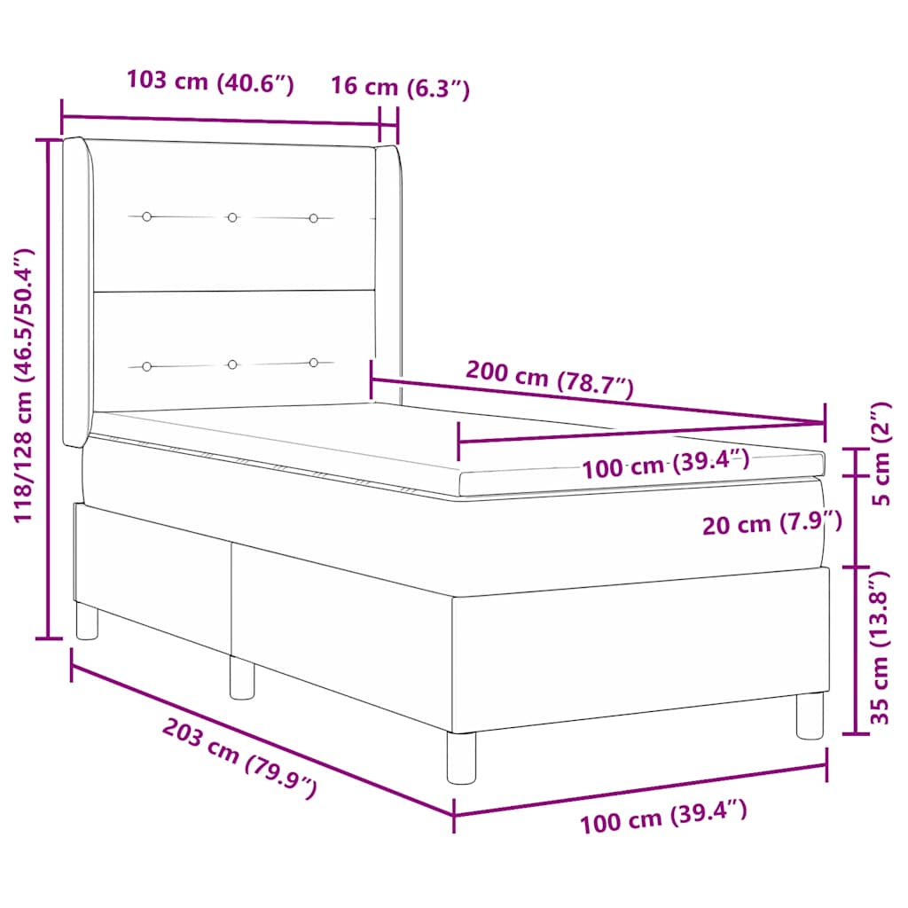 Boxspring Bed with Cushions Black 200 x 100 cm Fabric