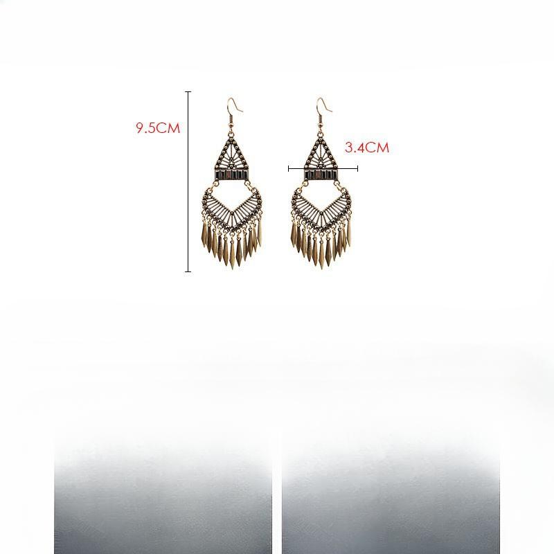 GemChic Women's New Vintage Zinc Alloy Tassel Long Fringe Earrings Ethnic Fashion Hook Earrings Birthday Christmas Jewelry Gift