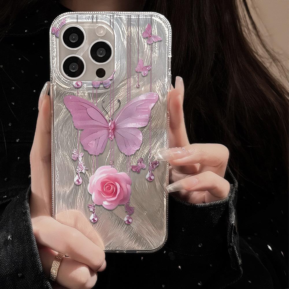 Feather Luster Phone Case for Samsung A53 A14 A33 A12 A32 S24 S23 Plus S20 S21 FE for iPhone 17 15 16 13 Pro 17 16 Pro Max Butterfly Bow Phone Case