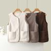 Lamb Wool Vest Vest Women's Fur Integrated Outer Wear 2023 Autumn and Winter Loose Vest Waistcoat All-Matching Warm Outwear