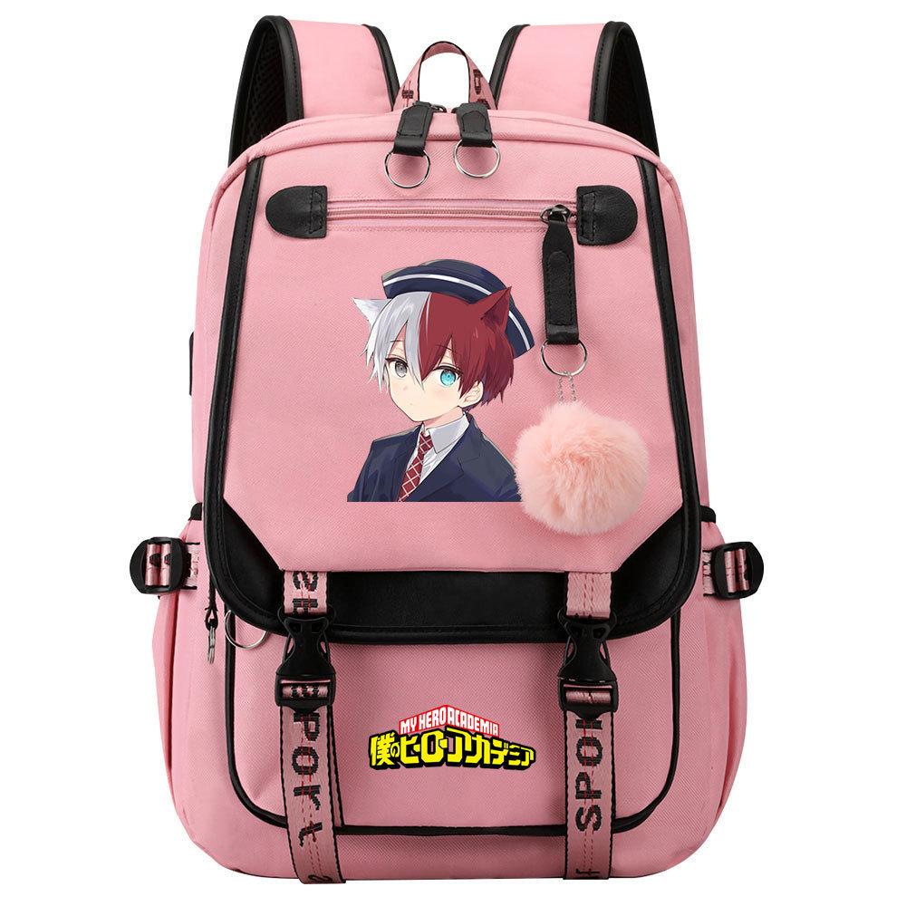 Day Man My Hero Academy USB Teen Student School Bag Men's and Women's Casual Webbing Flip Backpack