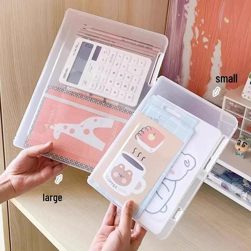 Transparent A4 File Storage Box, Waterproof Dustproof Double Buckle, Ideal for Documents & Certificates