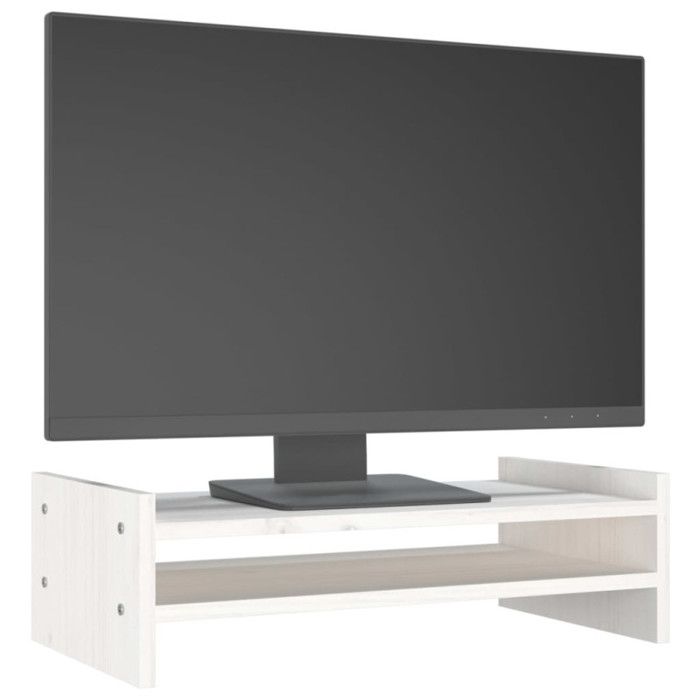VidaXL Support de moniteur Blanc 50x27x15 cm Bois de pin solide 814020