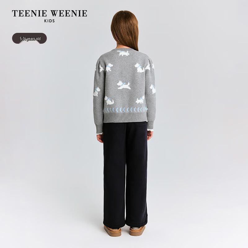 Teenie Weenie Girls' Cute Puppy Jacquard Knit Cardigan