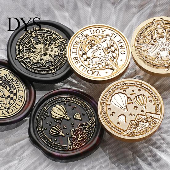 Metal Seal Heads for Scrapbooking Wax Sealing Copper Stamp Head, with Detailed Relief Texture, Round DIY Crafting Shaped Durable Brass Wedding
