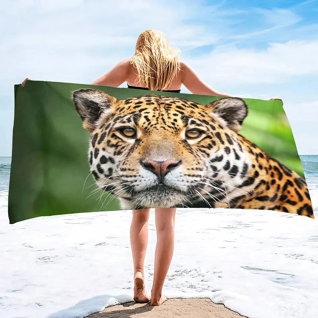 Cool Cheetah Beach Towel Wild Animal Print Bath Towel for Spa Travel Yoga Sport Camp Hiking Microfiber Quick Dry Swimming Cover