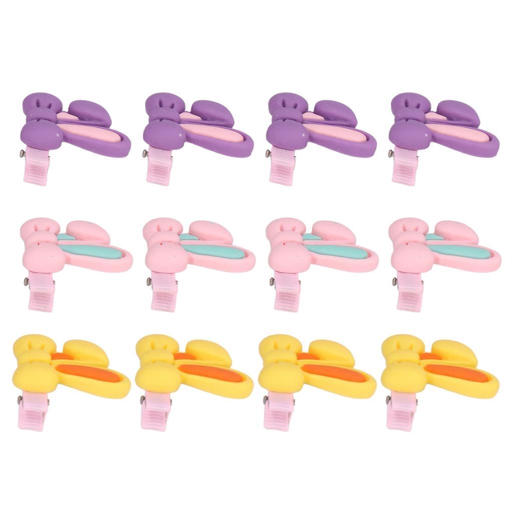 12pcs Pet Hair Clips Bunny Ear Design Resin Dog Grooming Hairpins for Long Haired Cats Puppies