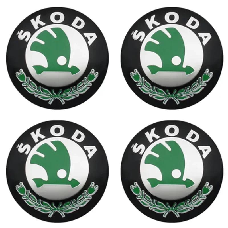 4pcs 56mm+60mm Car Wheel Center Hub Cap Rim Cover Emblem Stickers For Skoda Octavia 1 2 3 A4 5 MK2 Kodiaq Superb 3 Rapid Fabia 1