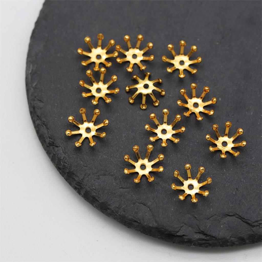 LEISURE CLUB Set of Outer Diameter Copper Flower Buds and Washers for Tsumami Zaiku Jewelry Metal Craft and DIY 100-Piece 9.5mm Pearl-Shaped Earrings,