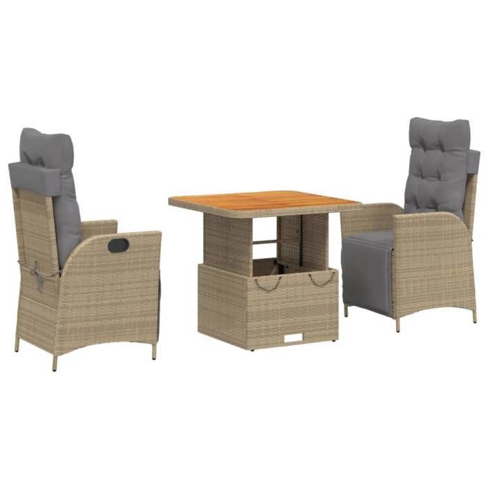 VidaXL 3-Piece Garden Dining Set with Cushions, Patio Table, Patio Furniture, Outdoor Furniture, Beige 3277483