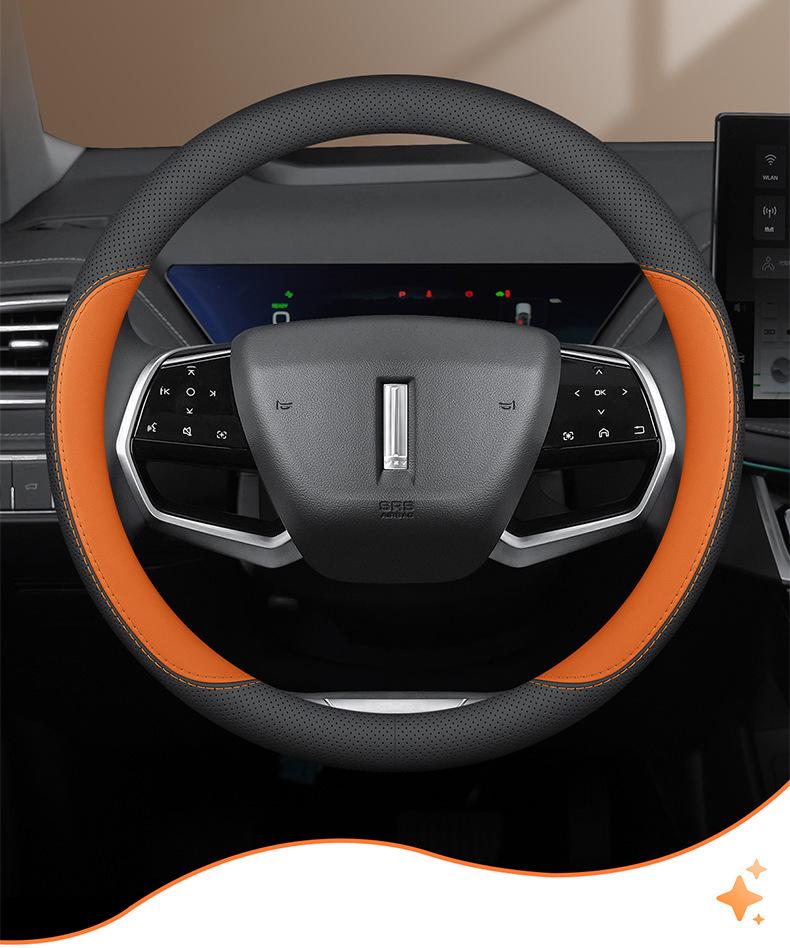 Ultra-Thin Genuine Leather Steering Wheel Cover for Wey Gaoshan Lanshan Mocha VV7 VV5 - All-Season, Universal Fit