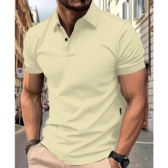 Men's Summer Solid Color Top Popular Fashion Short Sleeves Slim Fit European and American Short Sleeves